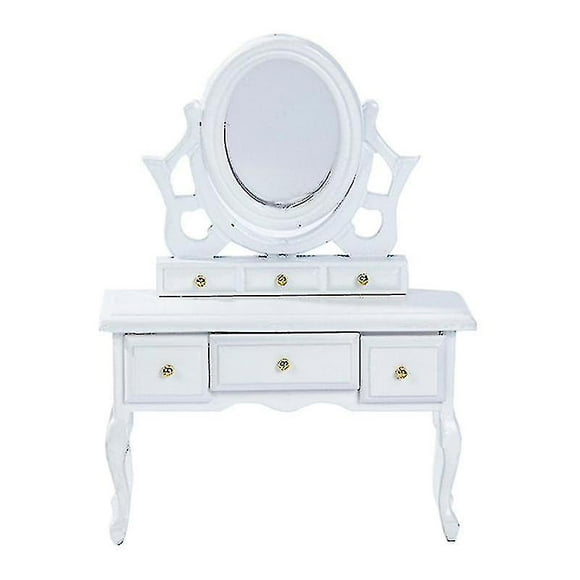 Pretend Play Kids Vanity Table With Mirror Makeup Dressing Table With Drawer--white