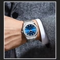 thumbnail image 3 of Reloj deportivo Crrju Calendar luminoso de acero inoxidable con fondo plateado/azul, 3 of 4