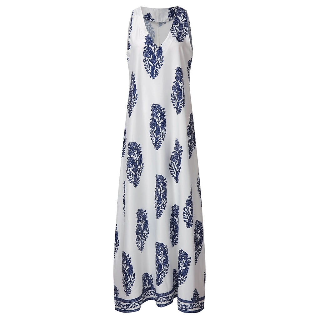 SNOWSONG Maxi Dresses for Women, Womens Maxi Sleeveless Vintage V