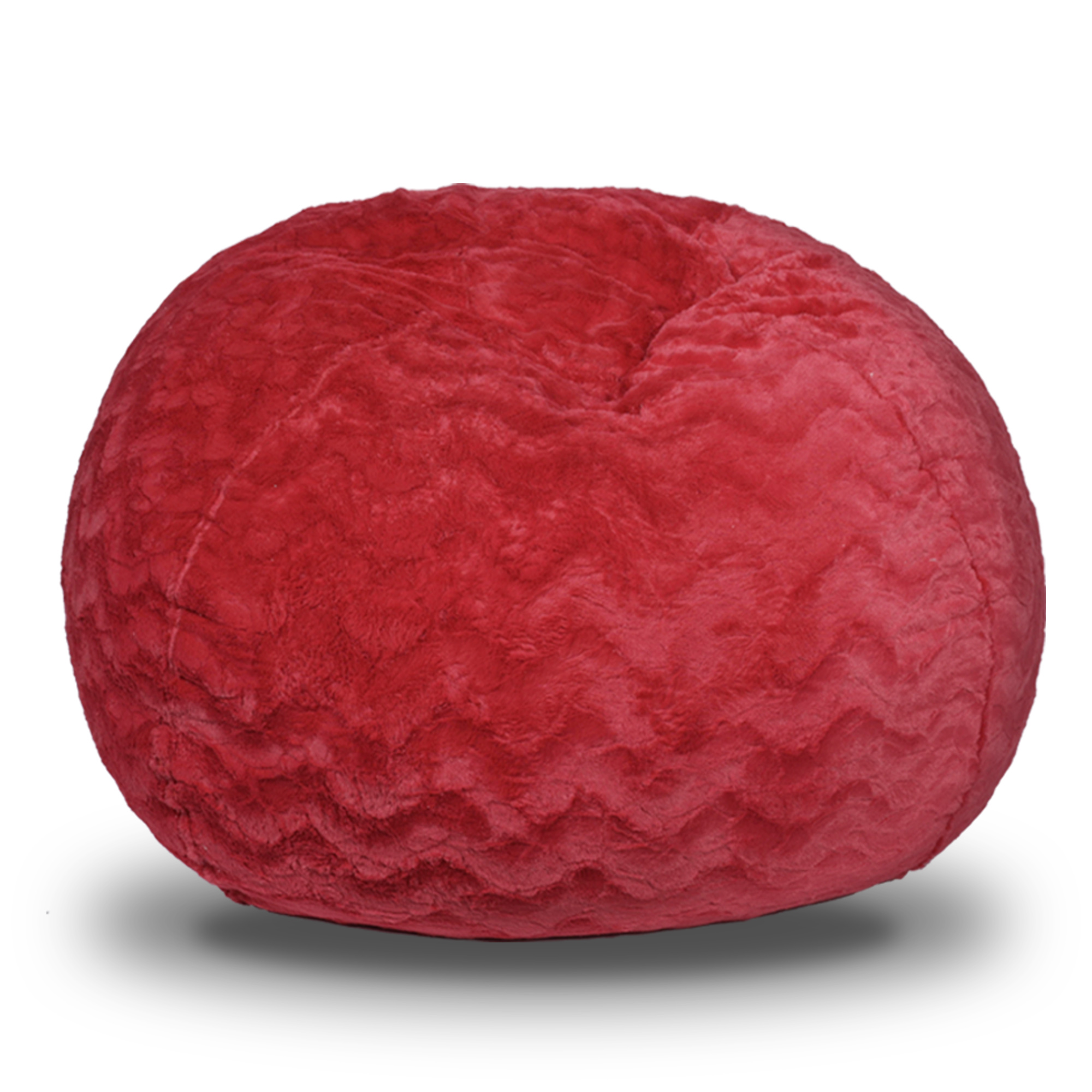 Yoneston 5ft Faux Fur Bean Bag Chair, Plush Bean Bag with Washable Cover & Dual Liners for Kids Adults Bedroom Living Room, Red