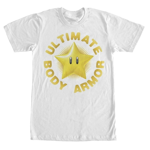 Men's Nintendo Mario Super Star Body Armor  Graphic Tee White X Large