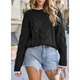 thumbnail image 4 of Eytino Pullover Sweaters for Women Casual Loose Long Sleeve Crew Neck Ribbed Jumper Sweaters Chunky Knit Fall Sweater Tops Black Size M, 4 of 10