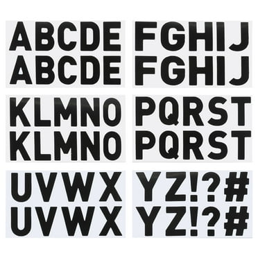 Uxcell Letter Stickers 1", Self Adhesive Vinyl Large Alphabet Number Stickers, Flash Black 60 Pcs/ 6 Sheets