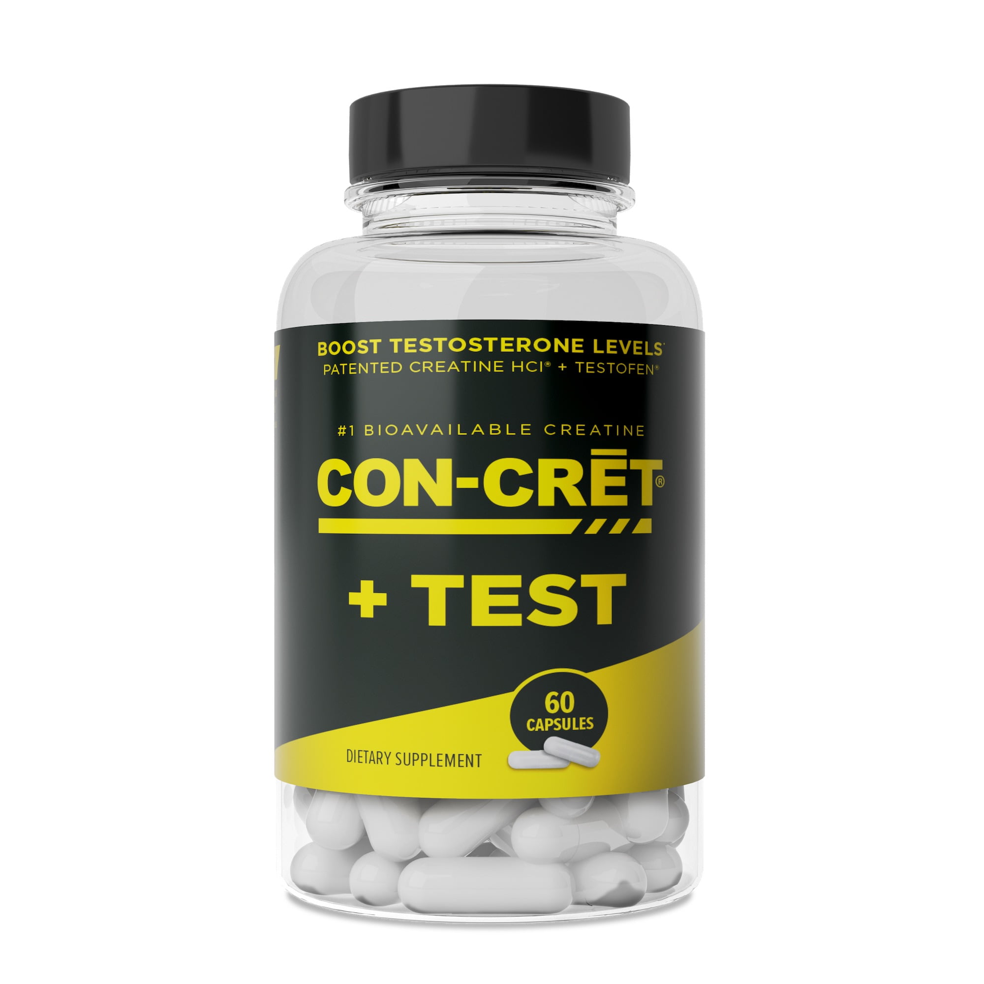 CON-CRET + TEST, Creatine HCl with Testofen, Boost Testosterone Levels, 60 Capsules, Men's Health