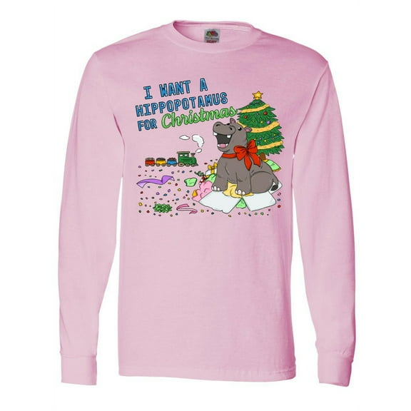 Inktastic I Want a Hippopotamus for Christmas Long Sleeve T-Shirt