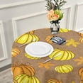 thumbnail image 6 of Coolnut Thanksgiving Day Tablecloth 60", Thanksgiving Beautiful Golden Orange Pumpkin Party Lace Round Table Cloth Water Resistant Spill Proof, Table Cover for Kitchen BBQ Hotel Dining Party Decor, 6 of 7
