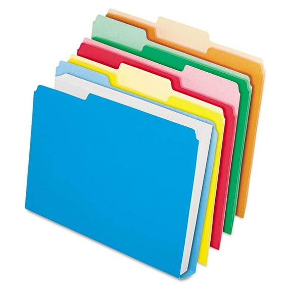 Exlonjet Double Stuff File Folders, Letter Size, Assorted Color, 1/3 Cut, 50/BX (54460)