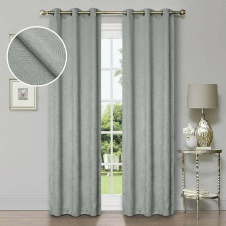 Superior Waverly Blackout Curtains, Rod Pocket, Set of 2, 52" x 108", Chrome