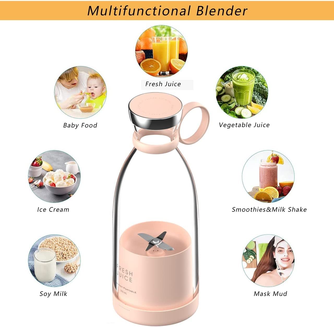 Usb Rechargeable Portable Juicer, Smoothie In Go Blender Cup With Straw  Protein Smoothie Fruit Mini Blender For Home Sports Office Camping - Temu