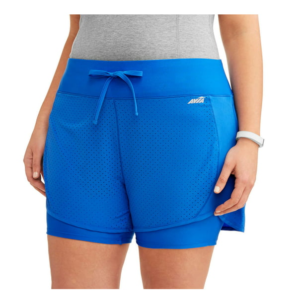 Avia - Women's Plus Size Active Perforated Running Short with Built in ...