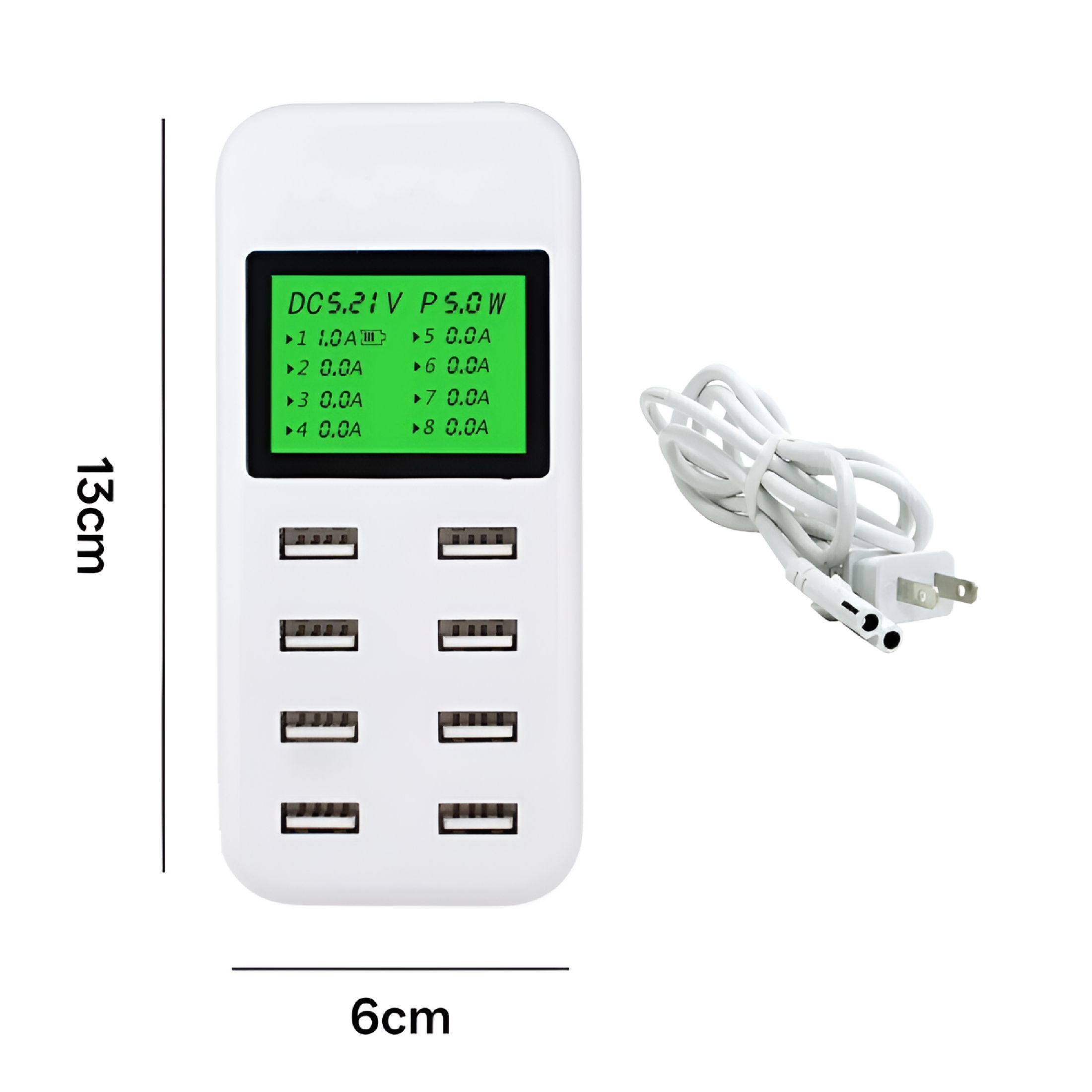 GJX 8-Port Smart Multi USB AC Wall Charging Station Fast Charger Hub LCD