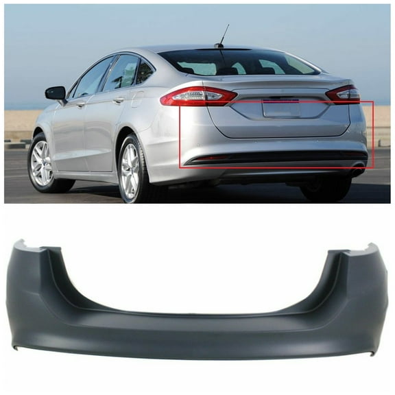 LABLT New Primered-Rear Bumper Cover Replacement for 2013-2018 Ford Fusion W/o Park