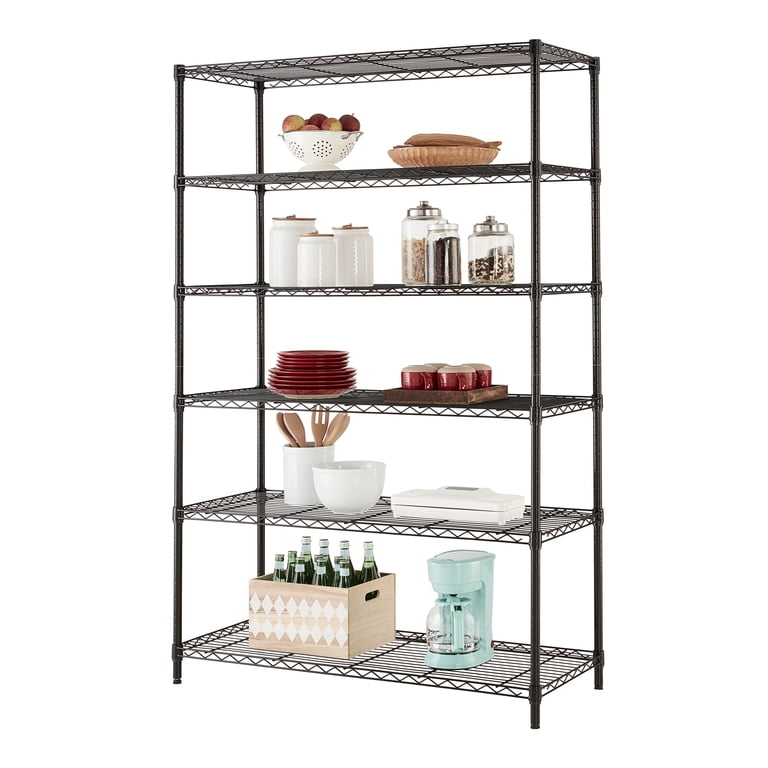 Honey-Can-Do 4-Tier Steel Wire Shelf - 18x48x72 Inches, 350 Lb Capacity, Black, No-Tools Assembly