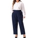 thumbnail image 2 of Conjuntos de trabajo de oficina para mujeres de talla grande Agnes Orinda, pantalones de negocios casuales rectos de cintura alta con bolsillo 2X azul marino, 2 of 6