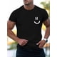 thumbnail image 1 of Art Line Smiling Face Print, Men's Short Sleeve Round Collar Street Style T-shirt For Summer & Spring, 1 of 6