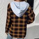 thumbnail image 5 of Sudadera Chaqueta informal para mujer Camisas a cuadros con botones de un solo pecho Chaquetas diarias de primavera Cgtredaw Marrón T XL para Mujer, 5 of 5