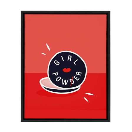 Kate and Laurel Sylvie Girl Power Framed Canvas Wall Art by Dominique Vari, 18x24 Black, Inspirational Wall Decor