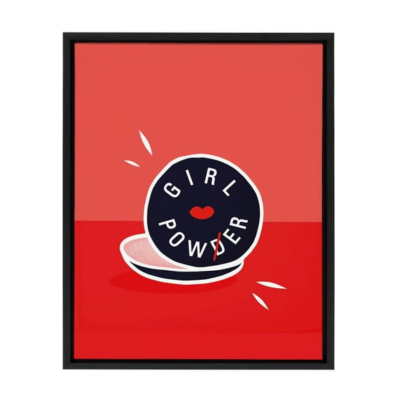 Kate and Laurel Sylvie Girl Power Framed Canvas Wall Art by Dominique Vari, 18x24 Black, Inspirational Wall Decor