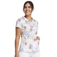 thumbnail image 3 of Tooniforms Women Scrubs Top V-Neck Print TF776, 3 of 6
