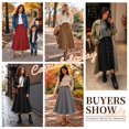 thumbnail image 5 of TEMOFON Womens Midi Skirt High Waisted A Line Skirt Button Front Long Skirt Casual Winter Skirt Fall Fashion Skirt for Women Brown, 5 of 7