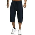 thumbnail image 1 of Innerwin Capri Pants Elastic Waist Men Yoga Pant Beach Solid Color Lightweight Capris Navy Blue S, 1 of 3