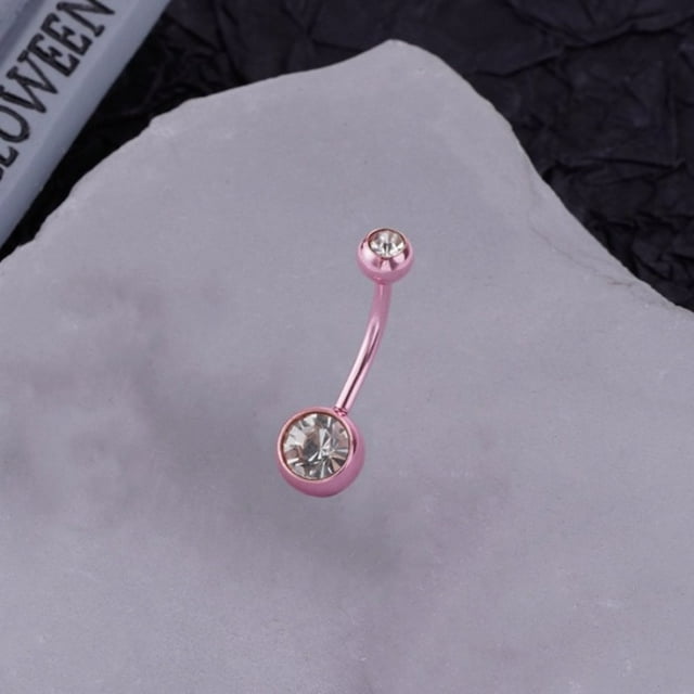 Belly Button Ring - Spider Shape, Zircon Wings, Pearl & Strawberry, Stainless Steel, 1.6mm
