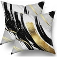 thumbnail image 2 of Black White Gold Pillow Covers 20X20 Inch Golden Brush Decorative Pillow Cases Set of 2 Modern Farmhouse Throw Pillows Rustic Country Home Decor for Sofa Living Room Bedroom, 2 of 6