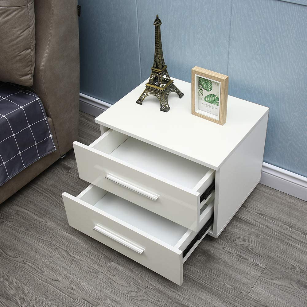 CNCEST CTGW-008  2 Drawers Modern  Nightstand LED Lights Night Stand (White) - image 4 of 9