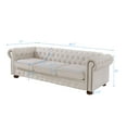 thumbnail image 5 of Chesterfield 3 Seater Button Tufted Sofa, Linen Fabric Upholstered Couch with Nailhead Arms Removable Cushions Rubber Wood Legs for Living Room Office Bedroom, 5 of 11