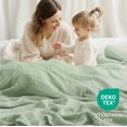thumbnail image 2 of 100% Cotton Muslin Blanket Queen 90" x 90", 6 Layers Lightweight and Breathable Throw Blankets for Bed, Soft Cooling Gauze Blanket for Adults All Season, Dark Green, 2 of 4