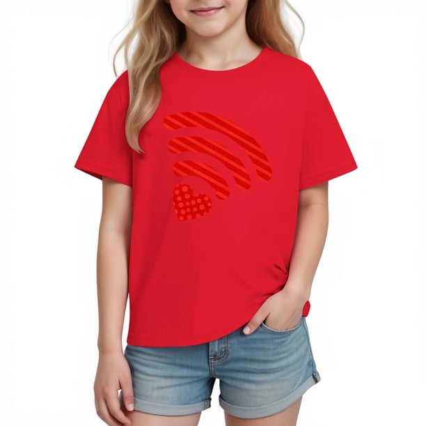 Blusas y camisas de manga corta con cuello redondo para niños y niñas, camisetas gráficas de manga corta, blusas con estampados bonitos para la temporada escolar.