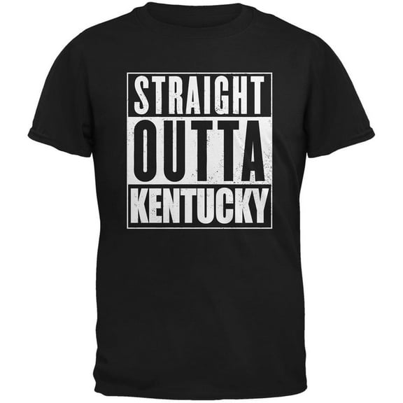 Straight Outta Kentucky Black Adult T-Shirt - 2X-Large