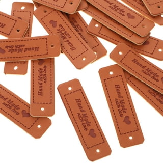 50 Pcs Handmade Tags for Crochet Made with Love Tags for Crochet Handmade  Leather Labels Colorful Leather Labels with Love for DIY Jeans Bags Shoes