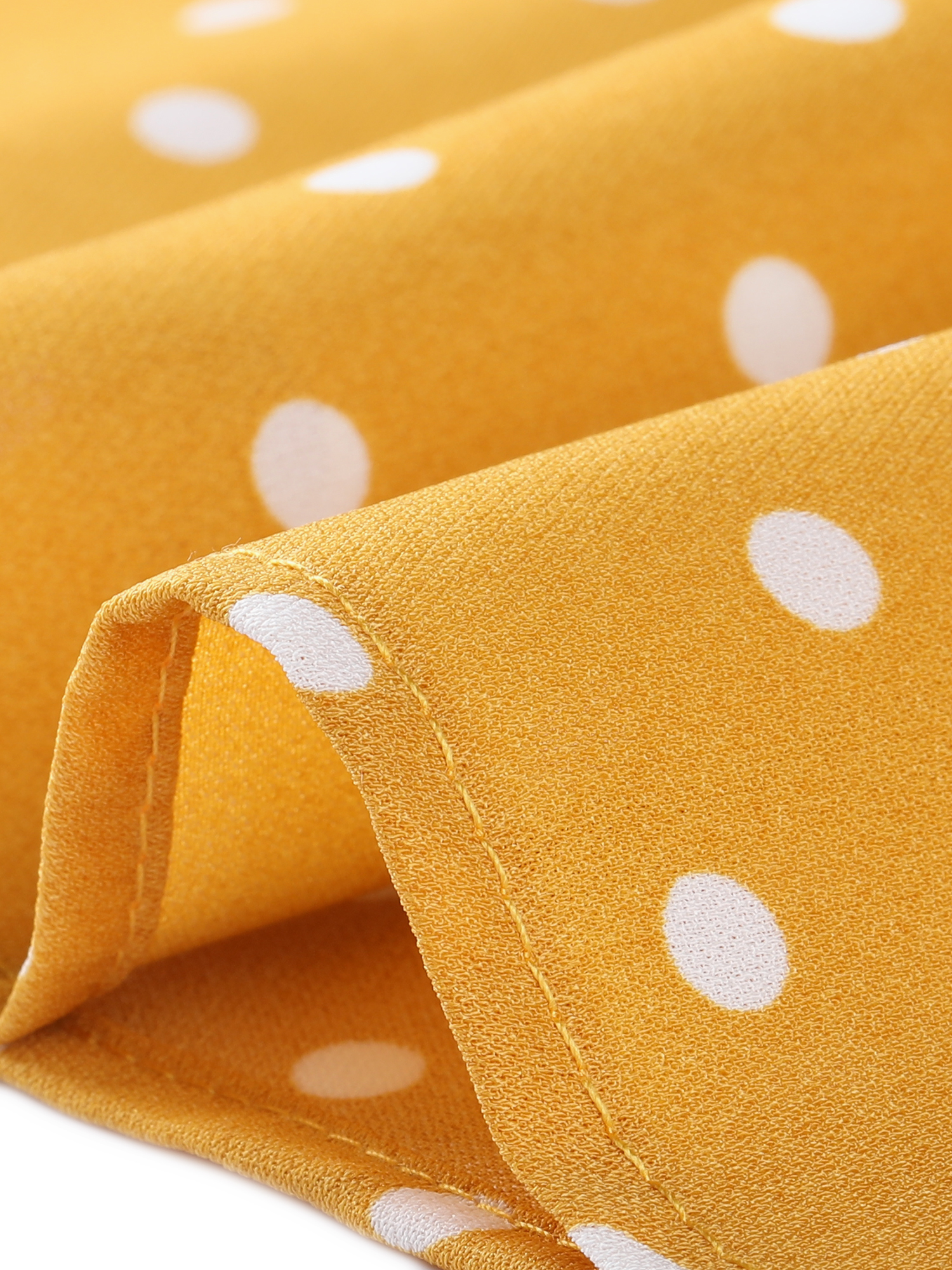 DARING DIVA Women's Peter Pan Collar Polka Dots Short Sleeve Tops M Yellow