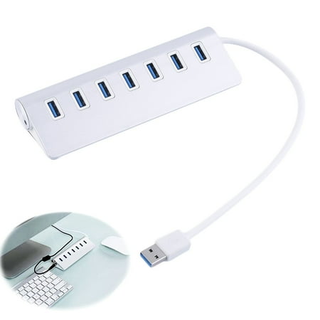 Aluminum USB3.0 HUB High Speed 7 Ports Splitter Hub Adapter for PC