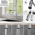 thumbnail image 2 of Robinet de Cuisine Élégant à Poignée Unique 20 7⁄8 Pouces Ht en Acier Inoxydable Brossé avec Tuyau à Bec Blanc Trois Modes K-140H, 2 of 9