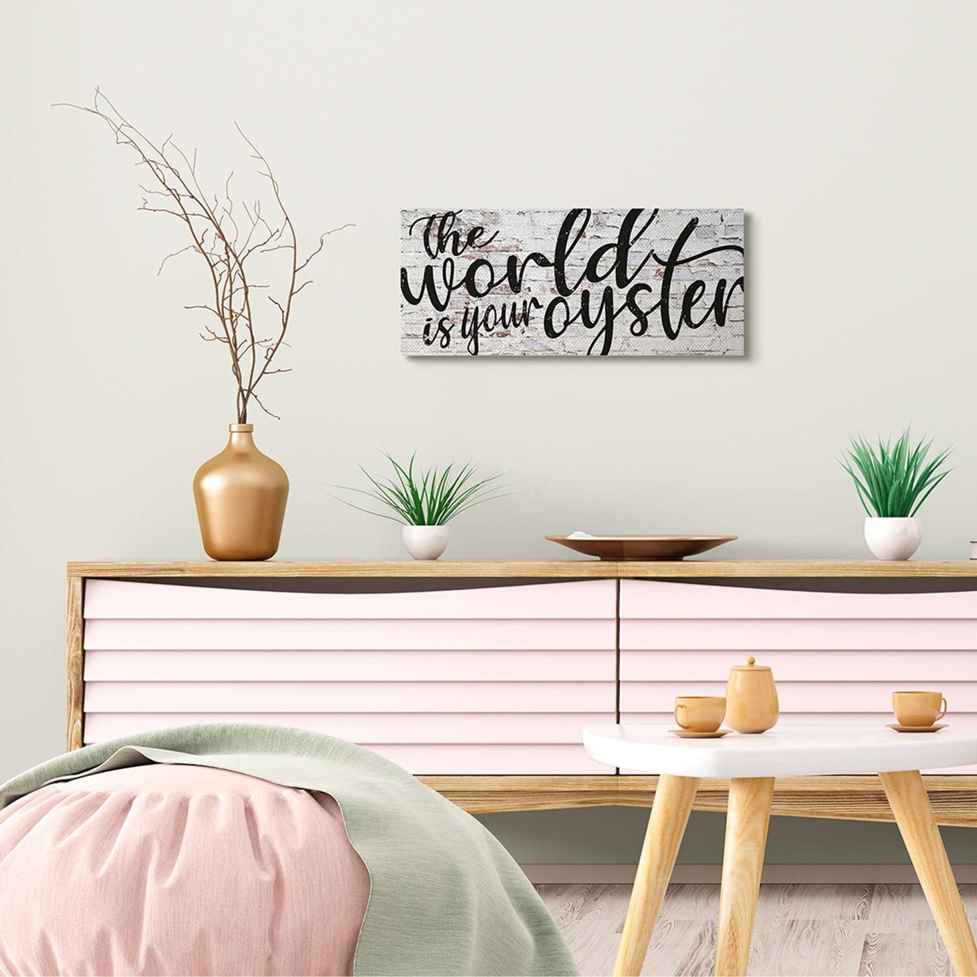 Stupell Home Décor World is Your Oyster Textured Brick Inspirational Word Design Canvas Wall Art by Fearfully Made Creations