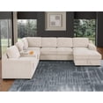 thumbnail image 4 of Hybition Modern Chenille Sofa Pull out Sofabed & Multifunctional Console-Beige, 4 of 9