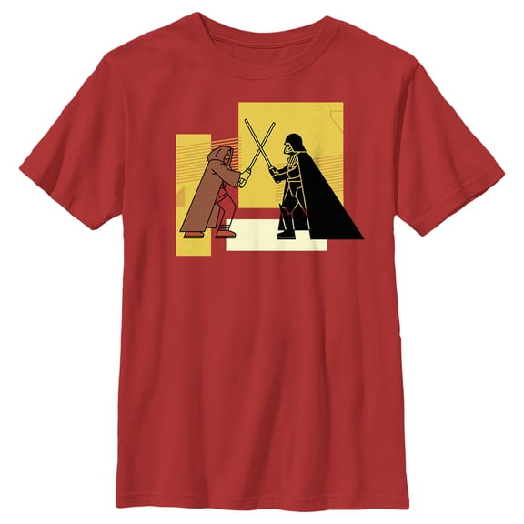 Boy's Star Wars: Obi-Wan Kenobi Darth Vader Vs. Obi-Wan Kenobi Color Block  Graphic Tee Red Medium