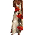 thumbnail image 2 of SMihono Robe Maxi Bohème d'Été pour Femmes Grande Taille Mode Femme Bretelles Taille Mi-Haute Col en V Sans Manches Rayée Imprimée Robe Longue de Plage, 2 of 5