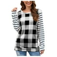 thumbnail image 2 of Puntoco Mujer Moda Casual Manga Larga Cómodo Lattice Stripe Sudadera tops Blusa Puntoco Puntoco-3792, 2 of 5