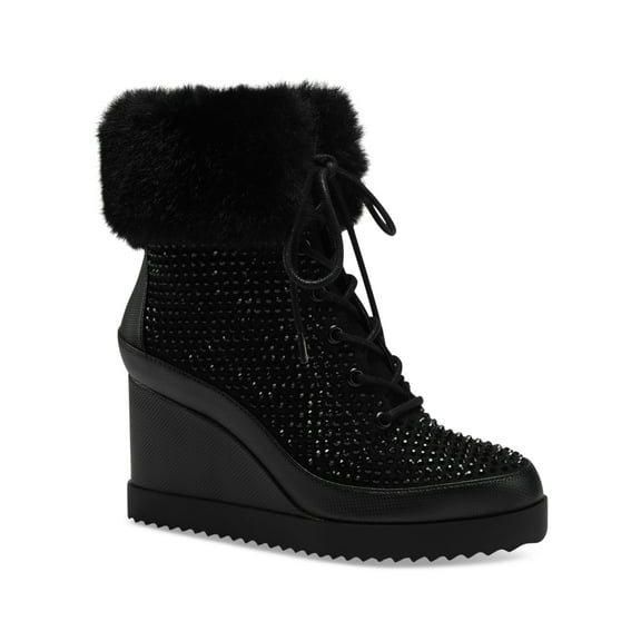 Thalia Sodi Womens Sander Wedge Booties Black 10