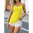 thumbnail image 5 of Charmo Women's Cotton Basic Casual Long Camisole Adjustable Spaghetti Strap Built in Bra Tank Top 2 Pack, 5 of 7