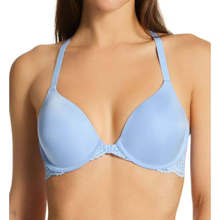 Women's Maidenform 7112 One Fab Fit Extra Coverage Lace T-Back Bra (Gingham  Blue Whimsy 40D) 