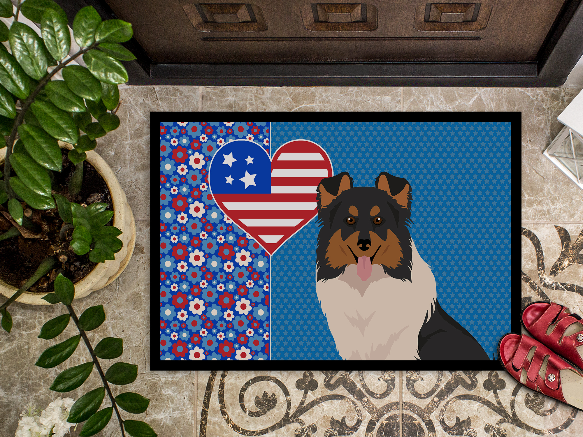 Tricolor Sheltie Indoor or Outdoor Mat 24x36 36 in x 24 in