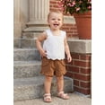 thumbnail image 5 of Loicainy Baby Toddler Girl 2 Piece Clothes 6 12 18 24 Months 2T 3T 4T Solid Color Eyelet Sleeveless Square Neck Tops and Shorts Outfits Set, 5 of 9