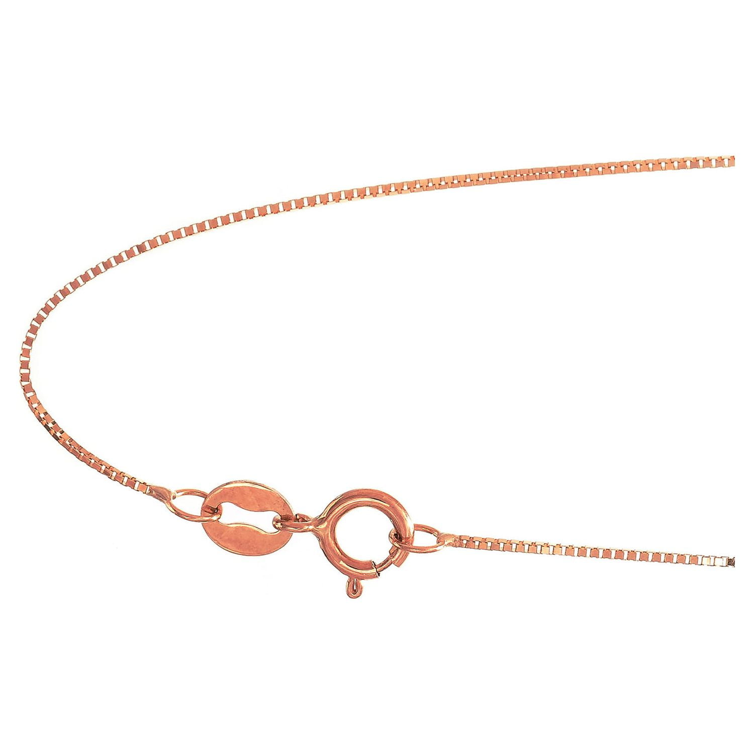 JewelStop 10k Rose Gold 0.45mm Shiny Box Chain Necklace with Spring Ring Clasp- 16" 18" 20"