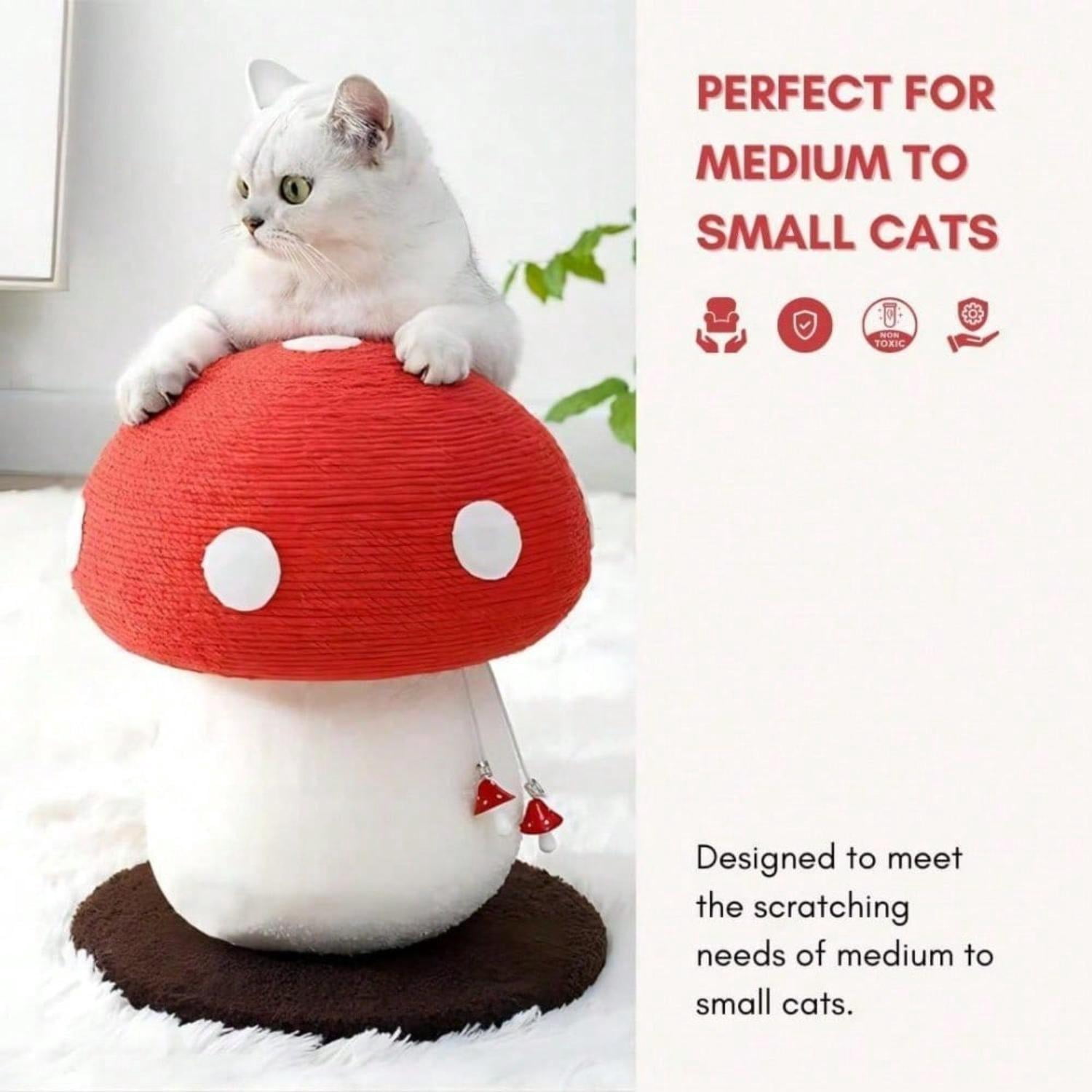 Mushroom Cat Scratching Post - Unique Design, Sisal-Wrapped, Ideal For Medium And Small Cats, No Assembly Required Cat Stuff  Cat Tree Tower Cat Toys