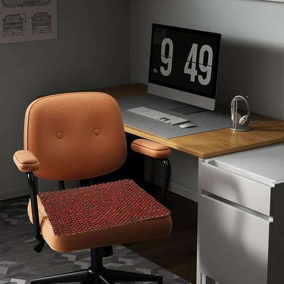 MERRYHAPY 1 Pc Wood Beads Seat Cushion Natural Wood Color for Car Seat 17.68 x 17.68 x 0.59 Inch