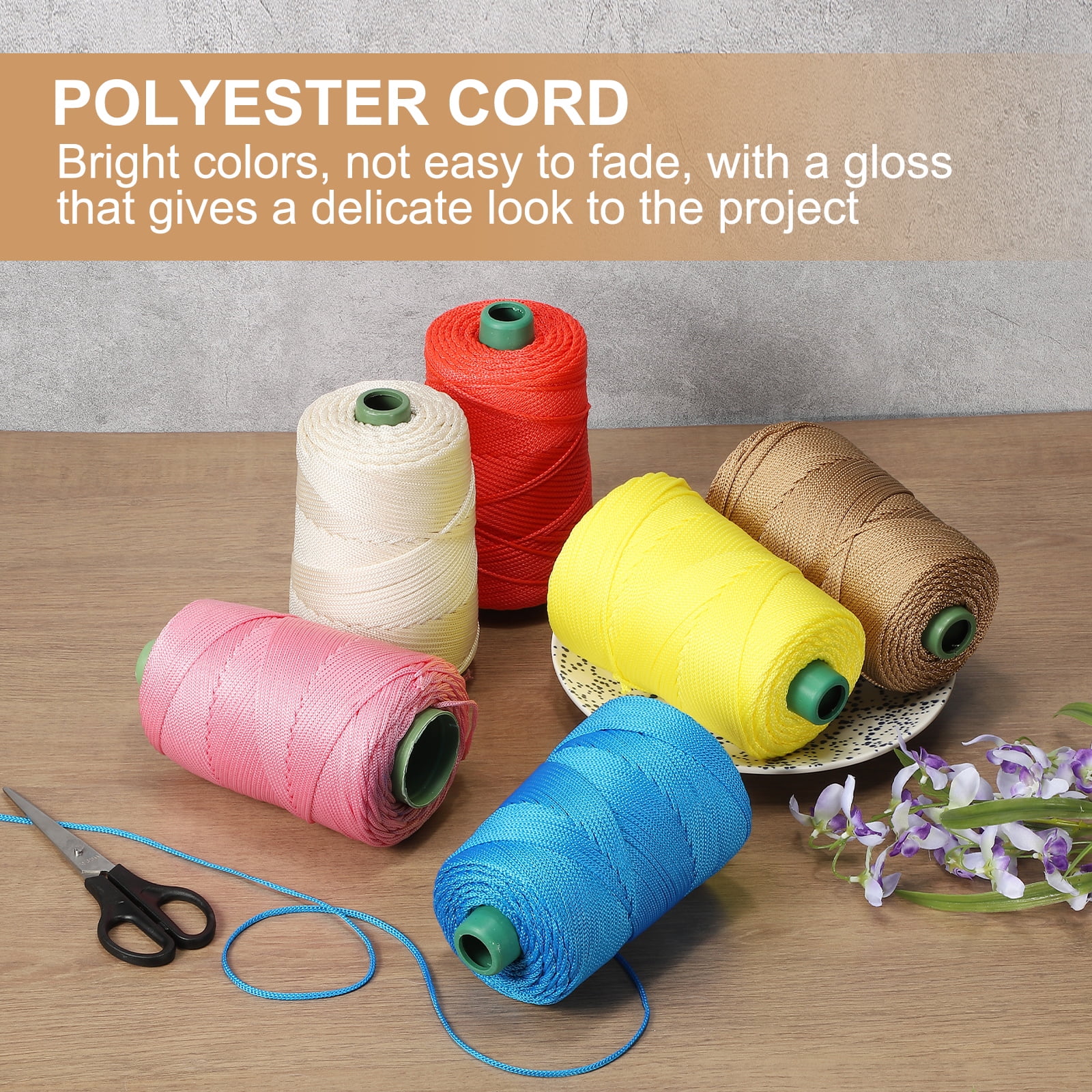 Uxcell Polyester Macrame Cord, 3mm x 219 Yards Polypropylene Cords for DIY Crafts - (3 Pack, White/Light Pink/Rose Red)